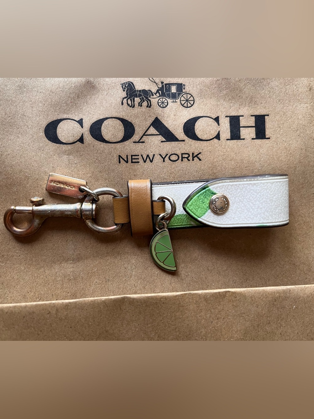 Coach Lime Key Clip with Dogleash clip and Lime charm! Cute Foodie Fun!